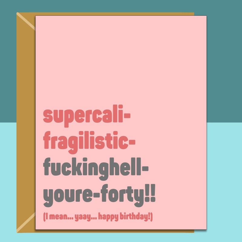 Funny 40th Birthday Card - Personalised -  Perfect greetings card for bestie, friend, sister, anyone turning 40 years old - Gift Idea - Blank inside - Small