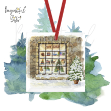 Glass Christmas Tree Decoration - Watercolour Christmas Toy Shop