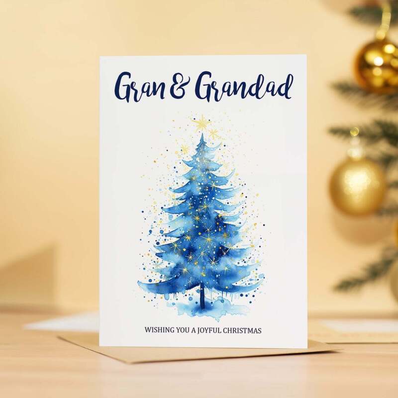 Christmas Card For Gran and Grandad Card For Granparents Xmas Card For Gran & Grandad Christmas Card for Loved Ones Christmas Tree Card - Large (5x7) / Blank Message