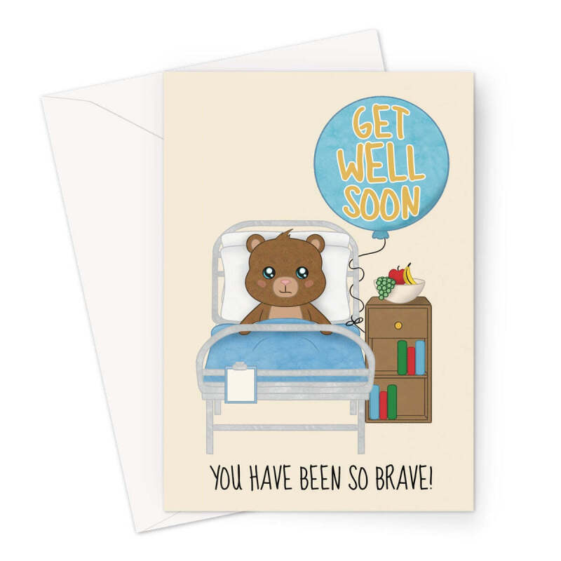 Children's Get Well Soon Card - Teddy Bear - A5 Portrait - 1 Card