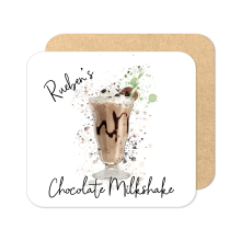 Personalised Chocolate Milkshake Coaster with Splash Effect - Standard Wooden Coaster
