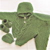 Baby's Hand Knitted 4 Piece Pram Suit - Age 0 - 3 mths - Chest 16 ins -  £27.50