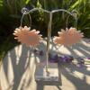 Pink Clay Flower Dangle Earrings: Boho Nature-Inspired Jewelry - silver - small