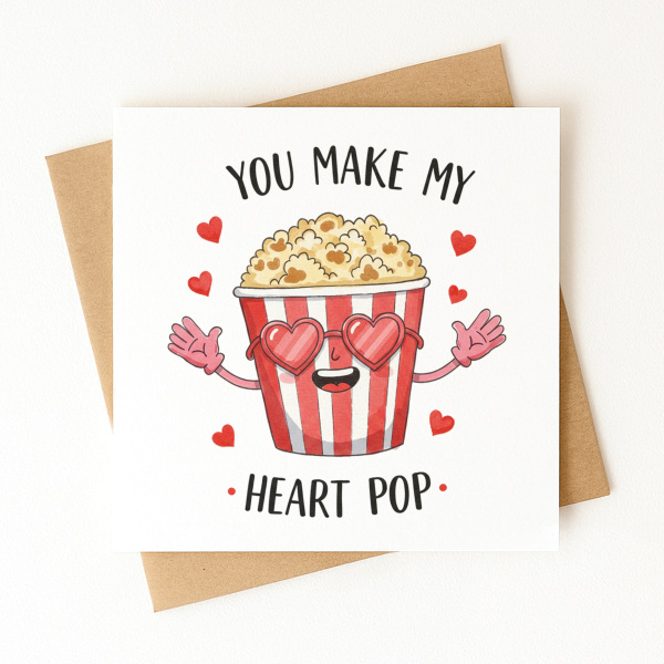 Valentine's Day Card - You Make My Heart Pop - Standard Smooth Card