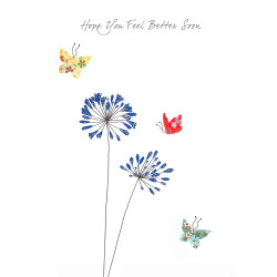 Holy Mackerel agapanthus better soon get well card - designed by Eloise Hall - 15.7 x 11cm and blank inside
