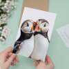 Anniversary Card – Cute Puffins Nuzzling, Romantic Card for Husband, Wife, Boyfriend or Girlfriend - Portrait (5x7) / Blank Inside