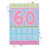60 years young, a bright and fun 60th birthday card with a gorgeous printed envelope - 12 x 17cm and blank inside - made in the UK