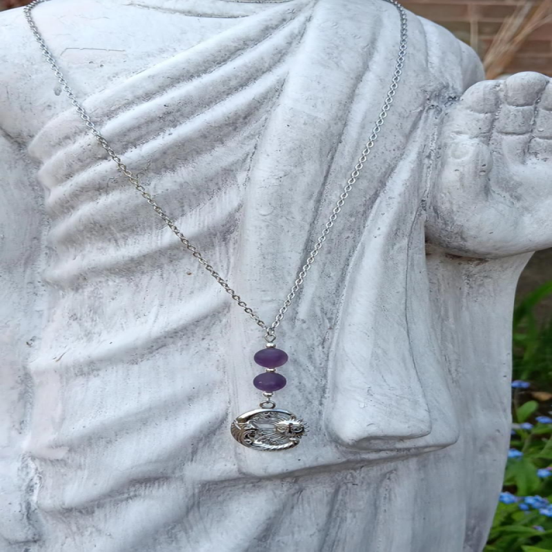 Amethyst Crystal Bead Sterling Silver Necklace