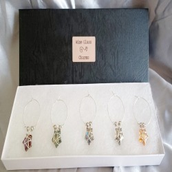 Set of 5 Wine Glass Charms with Wire Wrapped Stars