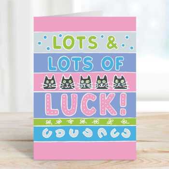Lots and lots of luck, good luck card with a gorgeous printed envelope - 12 x 17cm and blank inside - made in the UK
