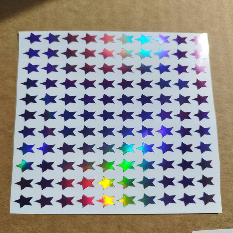 Purple Holographic Star Stickers