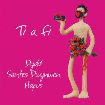 Ti a fi, Dydd Santes Dwynwen Hapus (male), an Erica Sturla 150mm square Welsh language Valentines card, blank inside for your message