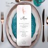 Printed Menu Event for Girl Personalised with Initial and Courses | Teddy Bear | Party, Birthday, Baby Shower, Baptism, Communion - Squared - Sample (not custom)