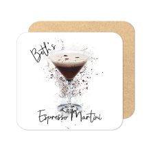 Personalised Espresso Martini Coaster with Splash Effect - Standard Wooden Coaster