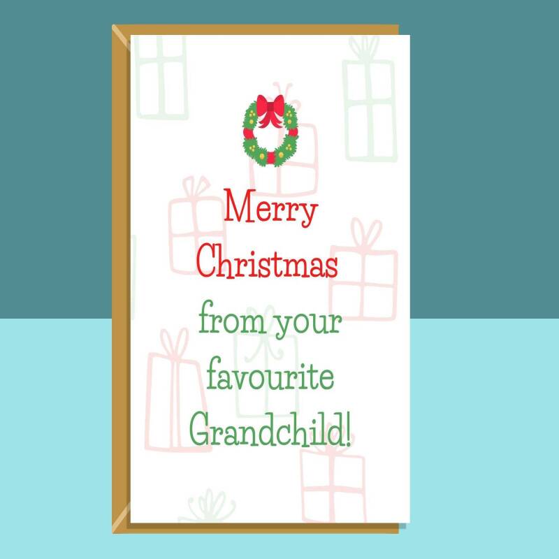 Funny Christmas Card for Grandparents - Personalised - For your Nanna and Grandad this Xmas - From their favourite Grandchild - Blank inside