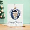 Christmas Card For The One I Love Chrsitmas Card From Wife or Husband, Boyfriend or Girlfriend Unique Pretty Penguin Bauble Design - Portrait (5x7) / Blank Inside