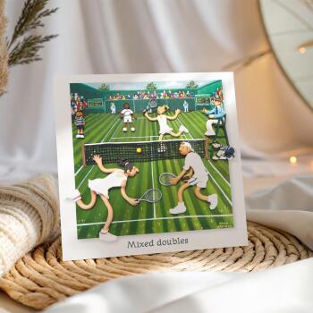 Tennis Card - Mixed Doubles - Polymer Clay Art by Erica Sturla - Fun Tennis Card UK