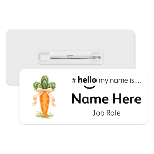#hello my name is... Name Badge - Coquette Bow Easter Carrot
