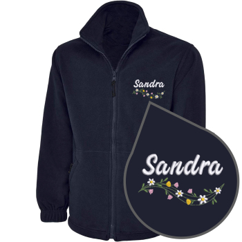 Floral Daisy's Healthcare Fleece Jacket with Rainbow Design | Private healthcare Fleece Jacket Embroidered with Name. Custom Outdoor Weather Jacket