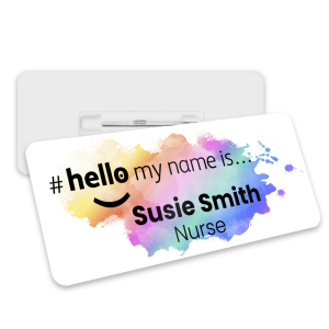 #hello my name is... Name Badge - Rainbow Splash