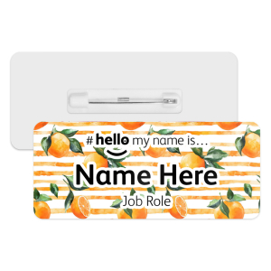 #hello my name is... Name Badge - Orange Stripes