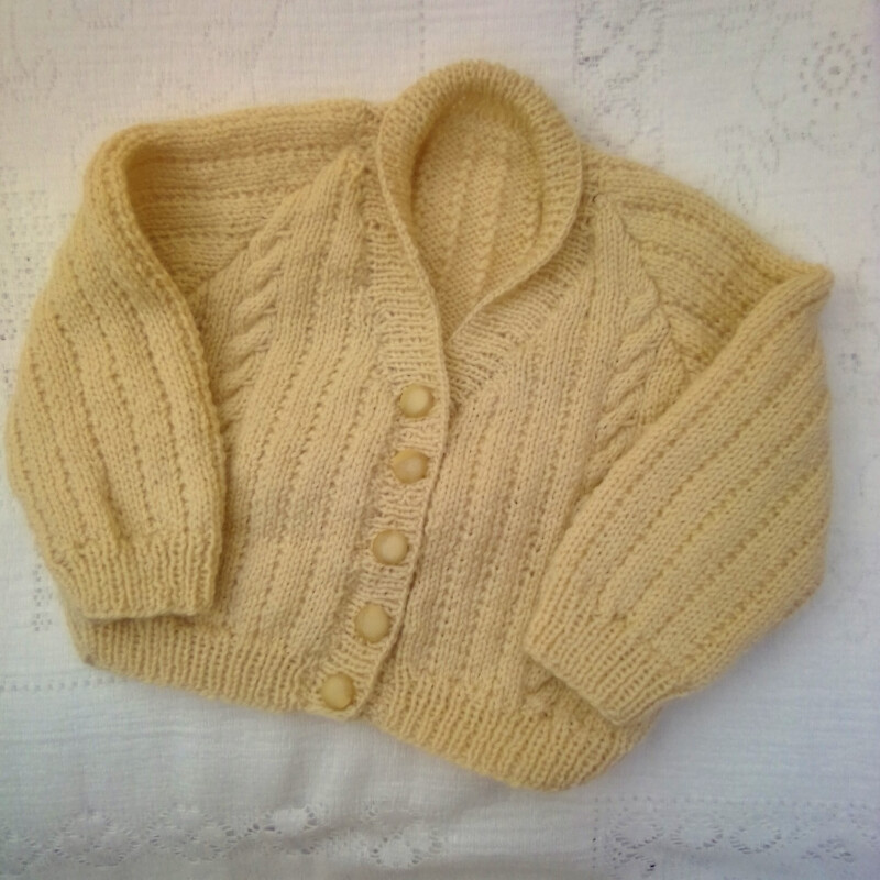 Unisex Hand Knitted Cabled Cardigan Set, 4 Piece Cardigan Set - Premature 1 - Chest 10 ins  - £10.00