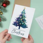Son & Partner Christmas Card, Watercolour Christmas Tree Design, For Him, Christmas Card