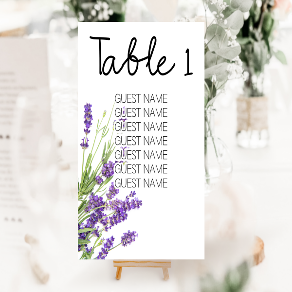 Personalised Table Numbers - Lavender