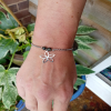 Rhodonite Crystal Bead Sterling Silver Drawstring Bracelet