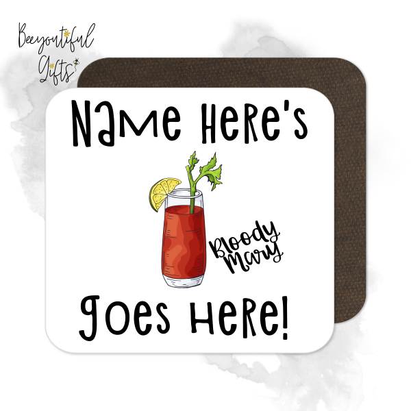 Personalised Cocktail Coaster - Hand Drawn Bloody Mary