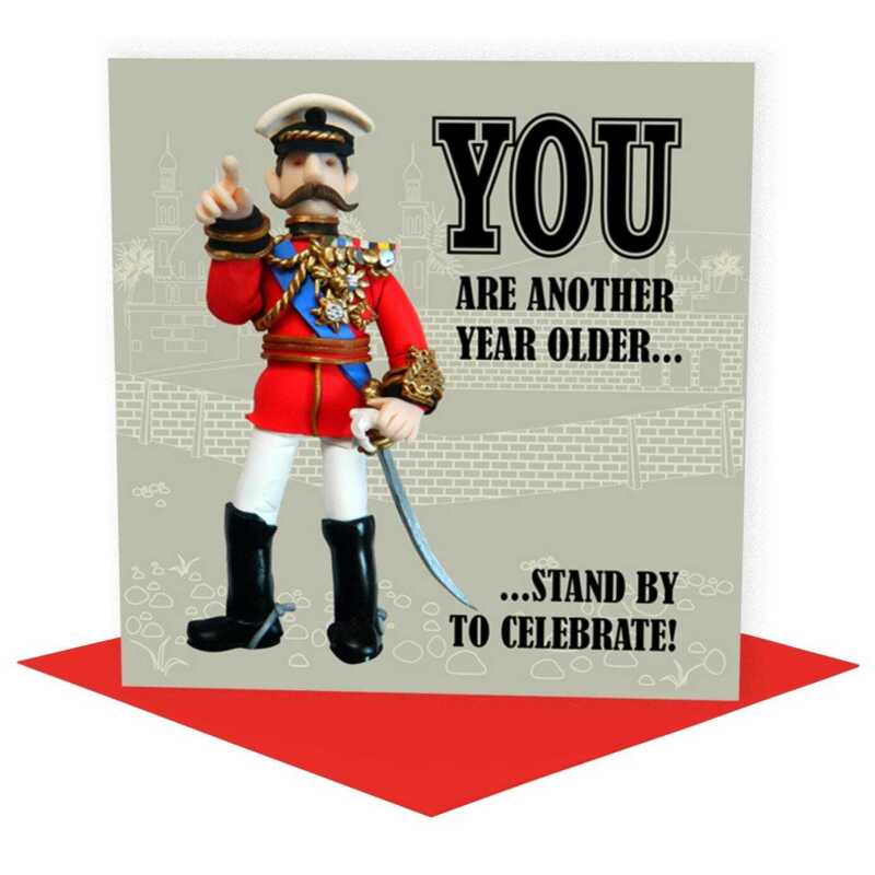 YOU are another year older - Lord Kitchener themed birthday card - designed by Erica Sturla - 15cm square and blank inside, made in the UK