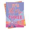 The big 3 OH, a bright and fun 30th birthday card with a gorgeous printed envelope - 12 x 17cm and blank inside - made in the UK