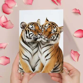 Cute Tigers Anniversary Card – Love Card for Husband, Wife, Boyfriend or Girlfriend