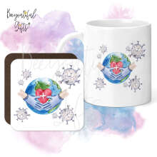 Mug & Coaster Set - Watercolour Covid Valentine's Day