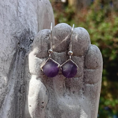 Amethyst Crystal Bead Sterling Silver Earrings