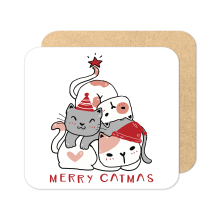 Christmas Coaster - Merry Catmas - Standard Wooden Coaster