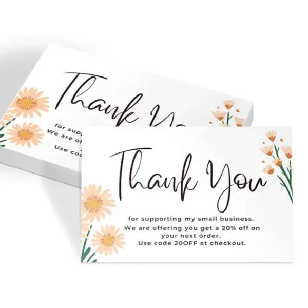 Small Business Thank You Cards - Thank You For Your Order - Sample