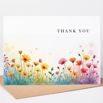 Thank You Cards, Wildflower Watercolour Thank You Card Set, Floral Multipack Notelet Card Pack, Simple Floral watercolour thank you cards