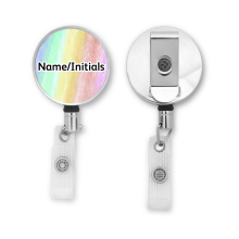 Personalised Metal ID Reel - Watercolour Gradient Rainbow