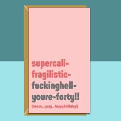 Funny 40th Birthday Card - Personalised -  Perfect greetings card for bestie, friend, sister, anyone turning 40 years old - Gift Idea