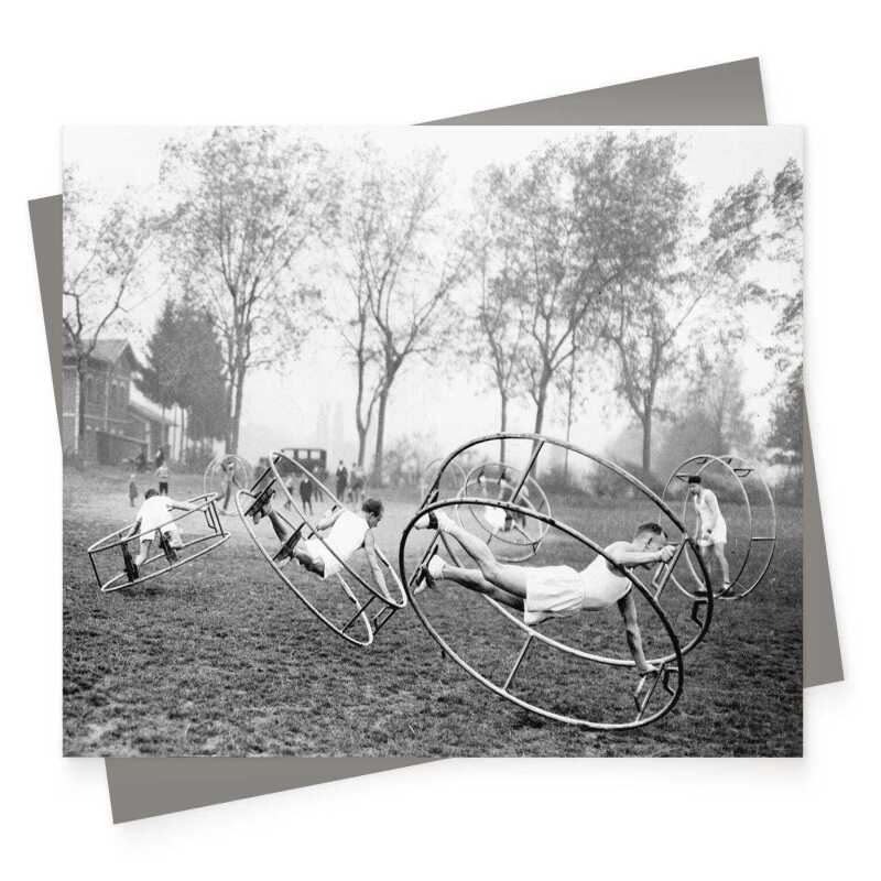 Revolutionary exercise, vintage photographic black and white card  - 12.6 x 17.7cm and blank inside - made in the UK