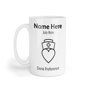 Personalised Ceramic Mug - Line Art Nurse Hat & Heart