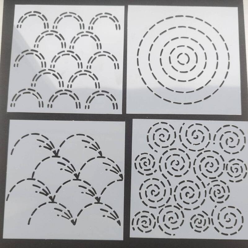 Sashiko Templates Circular | Visible Mending | Quilting and Sewing Templates | Reuseable Mending Stencils