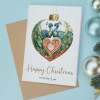 Christmas Card For The One I Love Chrsitmas Card From Wife or Husband, Boyfriend or Girlfriend Unique Pretty Peacock Bauble Design - Portrait (5x7) / Blank Inside