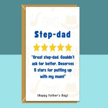 Step-Dad Father's Day Card - Personalised inside - Ideal funny cute card for Fathers Day