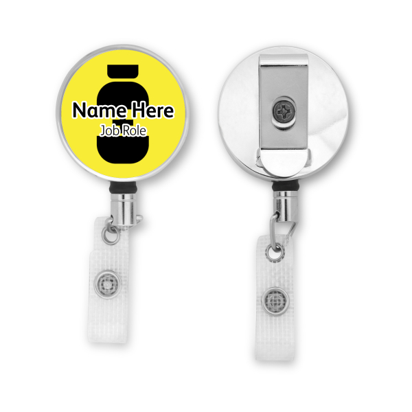 Personalised Metal ID Reel - Classic Yellow - Pill Bottle