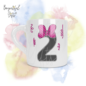 Personalised Bow with Streamers 2nd Birthday Number Smug Mug® (6oz)