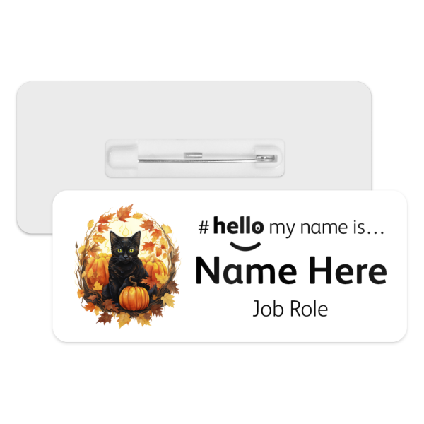 #hello my name is... Name Badge - Halloween Black Cat