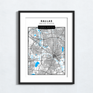 Dallas - United States - Map Print - A3
