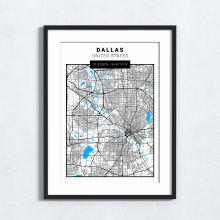 Dallas - United States - Map Print - A4